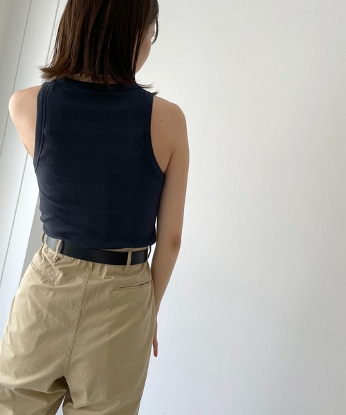 CANAL JEAN（キャナルジーン）の「via j(ヴィアジェイ) ストレッチリブアメリカンスリーブタンクトップ（タンクトップ・レディース・ブラック/ネイビー/ブルー/アイボリー・ONE SIZE）」の10枚目の写真