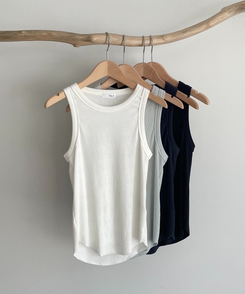 CANAL JEAN（キャナルジーン）の「via j(ヴィアジェイ) ストレッチリブアメリカンスリーブタンクトップ（タンクトップ・レディース・ブラック/ネイビー/ブルー/アイボリー・ONE SIZE）」の13枚目の写真