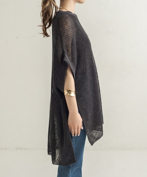 CAPRICIEUX LE'MAGE(カプリシューレマージュ)の「透かし編リネン半袖プルオーバー(ニット/セーター・レディース・オフホワイト/ブラック・FREE)」の16枚目の写真