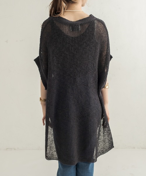 CAPRICIEUX LE'MAGE(カプリシューレマージュ)の「透かし編リネン半袖プルオーバー(ニット/セーター・レディース・オフホワイト/ブラック・FREE)」の17枚目の写真