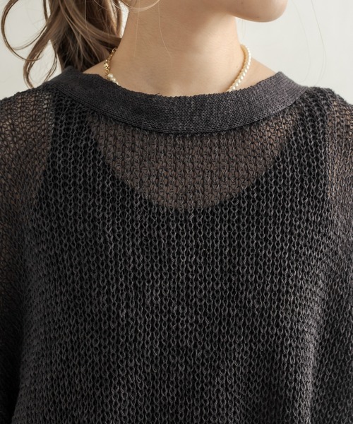 CAPRICIEUX LE'MAGE(カプリシューレマージュ)の「透かし編リネン半袖プルオーバー(ニット/セーター・レディース・オフホワイト/ブラック・FREE)」の18枚目の写真