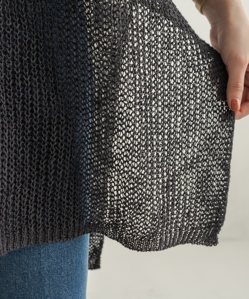 CAPRICIEUX LE'MAGE(カプリシューレマージュ)の「透かし編リネン半袖プルオーバー(ニット/セーター・レディース・オフホワイト/ブラック・FREE)」の21枚目の写真