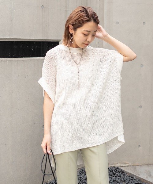 CAPRICIEUX LE'MAGE(カプリシューレマージュ)の「透かし編リネン半袖プルオーバー(ニット/セーター・レディース・オフホワイト/ブラック・FREE)」の22枚目の写真