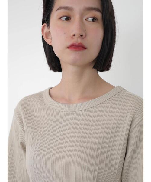 AMERICAN HOLIC（アメリカンホリック）の「針抜きテレコ半袖カットプルオーバー（Tシャツ/カットソー・レディース・グレイッシュベージュ/ブラック/パープル/オフホワイト・M/L）」の8枚目の写真