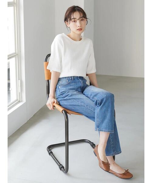 AMERICAN HOLIC（アメリカンホリック）の「針抜きテレコ半袖カットプルオーバー（Tシャツ/カットソー・レディース・グレイッシュベージュ/ブラック/パープル/オフホワイト・M/L）」の18枚目の写真