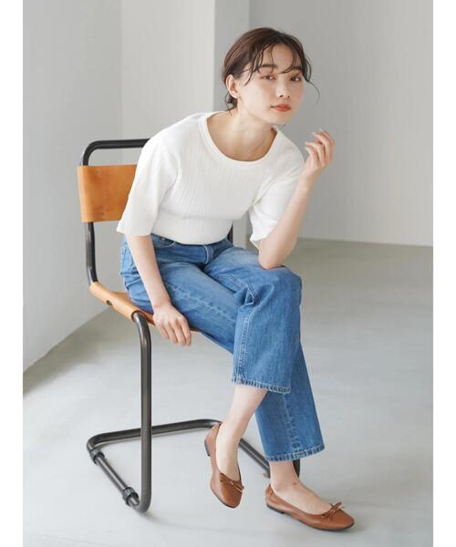 AMERICAN HOLIC（アメリカンホリック）の「針抜きテレコ半袖カットプルオーバー（Tシャツ/カットソー・レディース・グレイッシュベージュ/ブラック/パープル/オフホワイト・M/L）」の19枚目の写真