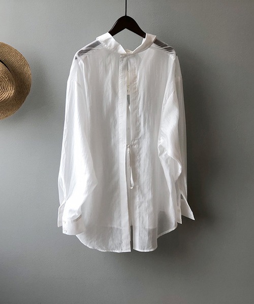 aimoha(アイモハ)の「背中あきひもリボン付き UVカットブラウス (SS)(シャツ/ブラウス・レディース・ブルー/ホワイト・SMALL/MEDIUM/LARGE)」の18枚目の写真