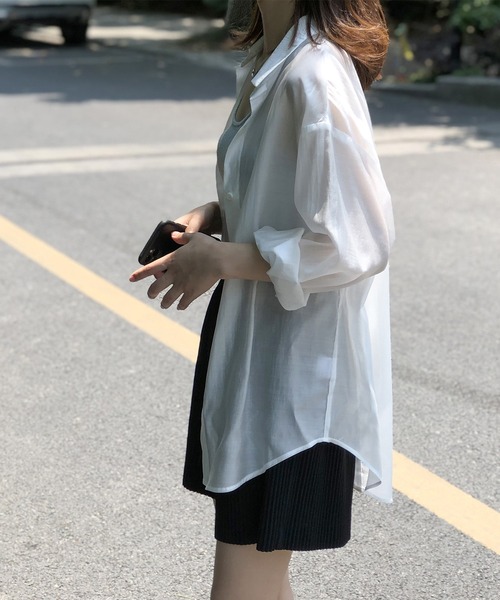 aimoha(アイモハ)の「背中あきひもリボン付き UVカットブラウス (SS)(シャツ/ブラウス・レディース・ブルー/ホワイト・SMALL/MEDIUM/LARGE)」の6枚目の写真