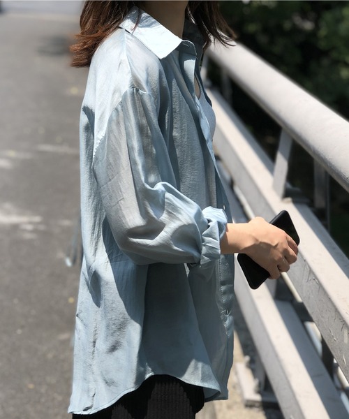 aimoha(アイモハ)の「背中あきひもリボン付き UVカットブラウス (SS)(シャツ/ブラウス・レディース・ブルー/ホワイト・SMALL/MEDIUM/LARGE)」の15枚目の写真