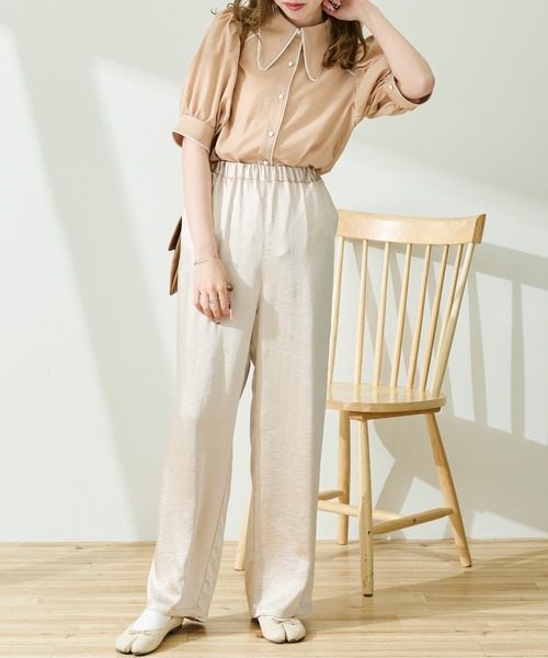 Ambre Neige（アンブルネージュ）の「メロー配色ステッチシャツ／【WEB/EC限定商品】（シャツ/ブラウス・レディース・ホワイト/ピンクベージュ/ライトベージュ・FREE）」の11枚目の写真