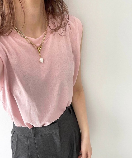 CANAL JEAN（キャナルジーン）の「RED CHOP WORKS(レッドチョップワークス) クルーネックタンクトップ（タンクトップ・レディース・ホワイト/ブラック/ネイビー/ピンク・ONE SIZE）」の5枚目の写真