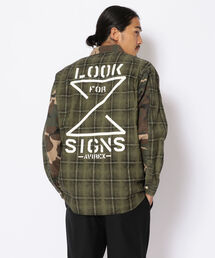 AVIREX | プリント チェック コンビネーション オーバー シャツ / LS PRINT CHECK COMBINATION OVER SHIRT / アヴィレックス / AVIREX(シャツ/ブラウス)