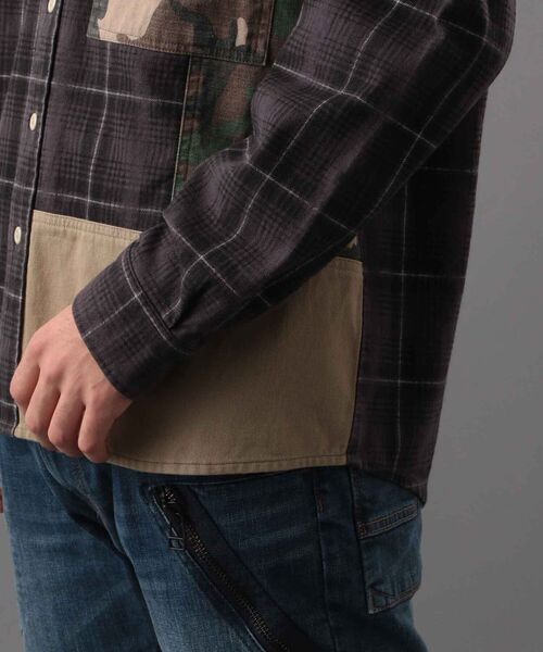 AVIREX（アヴィレックス）の「プリント チェック コンビネーション オーバー シャツ / LS PRINT CHECK COMBINATION OVER SHIRT / アヴィレックス / AVIREX（シャツ/ブラウス・メンズ・チャコールグレー/レッド/グリーン・MEDIUM/LARGE/X-LARGE/XX-LARGE）」の12枚目の写真