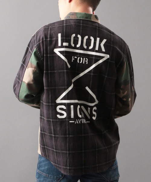 AVIREX（アヴィレックス）の「プリント チェック コンビネーション オーバー シャツ / LS PRINT CHECK COMBINATION OVER SHIRT / アヴィレックス / AVIREX（シャツ/ブラウス・メンズ・チャコールグレー/レッド/グリーン・MEDIUM/LARGE/X-LARGE/XX-LARGE）」の9枚目の写真