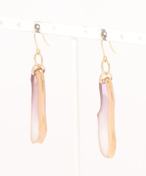 tone(トーン)の「【estela】アゲートスライス ピアス(W×P)(MA)(ピアス(両耳用)・レディース・ホワイト系その他・FREE)」の3枚目の写真