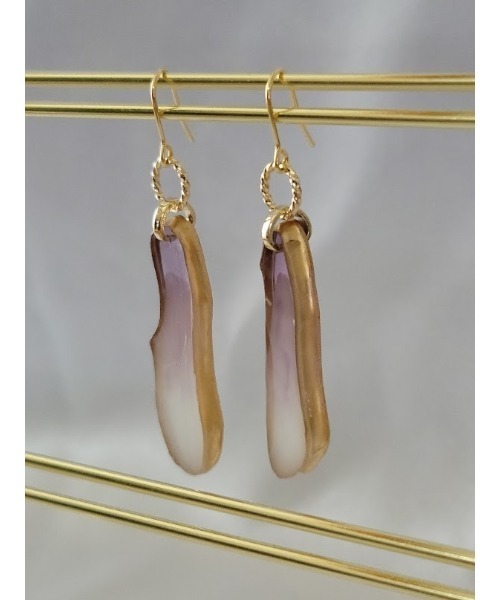 tone(トーン)の「【estela】アゲートスライス ピアス(W×P)(MA)(ピアス(両耳用)・レディース・ホワイト系その他・FREE)」の4枚目の写真