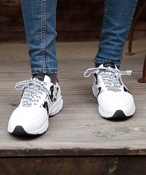 1piu1uguale3 RELAX（ウノピュウノウグァーレトレリラックス）の「【1PIU1UGUALE3 RELAX × JUST PLAY】DIAGONAL LOGO VIBRAM SOLE SNEAKER（スニーカー・メンズ・ブラック/ホワイト・M/L）」の3枚目の写真