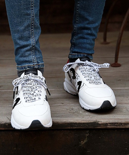 1piu1uguale3 RELAX（ウノピュウノウグァーレトレリラックス）の「【1PIU1UGUALE3 RELAX × JUST PLAY】DIAGONAL LOGO VIBRAM SOLE SNEAKER（スニーカー・メンズ・ブラック/ホワイト・M/L）」の5枚目の写真