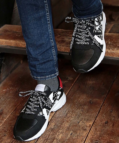 1piu1uguale3 RELAX（ウノピュウノウグァーレトレリラックス）の「【1PIU1UGUALE3 RELAX × JUST PLAY】DIAGONAL LOGO VIBRAM SOLE SNEAKER（スニーカー・メンズ・ブラック/ホワイト・M/L）」の9枚目の写真