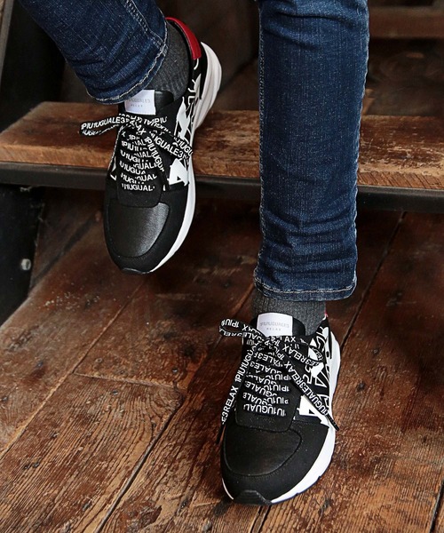 1piu1uguale3 RELAX（ウノピュウノウグァーレトレリラックス）の「【1PIU1UGUALE3 RELAX × JUST PLAY】DIAGONAL LOGO VIBRAM SOLE SNEAKER（スニーカー・メンズ・ブラック/ホワイト・M/L）」の10枚目の写真