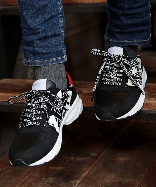 1piu1uguale3 RELAX（ウノピュウノウグァーレトレリラックス）の「【1PIU1UGUALE3 RELAX × JUST PLAY】DIAGONAL LOGO VIBRAM SOLE SNEAKER（スニーカー・メンズ・ブラック/ホワイト・M/L）」の12枚目の写真