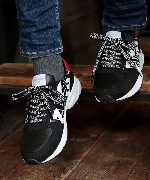 1piu1uguale3 RELAX（ウノピュウノウグァーレトレリラックス）の「【1PIU1UGUALE3 RELAX × JUST PLAY】DIAGONAL LOGO VIBRAM SOLE SNEAKER（スニーカー・メンズ・ブラック/ホワイト・M/L）」の13枚目の写真