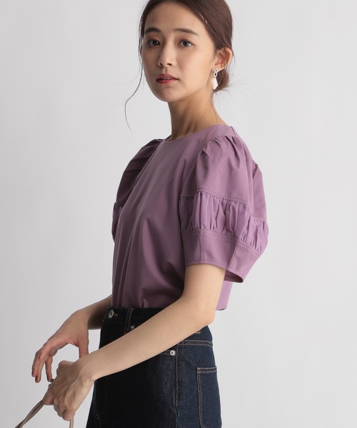 Andemiu（アンデミュウ）の「シアーキリカエカットソー959073（Tシャツ/カットソー・レディース・ブラック/パープル/オフホワイト・FREE）」の3枚目の写真