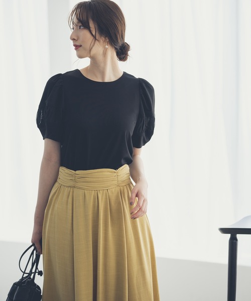 Andemiu（アンデミュウ）の「シアーキリカエカットソー959073（Tシャツ/カットソー・レディース・ブラック/パープル/オフホワイト・FREE）」の9枚目の写真