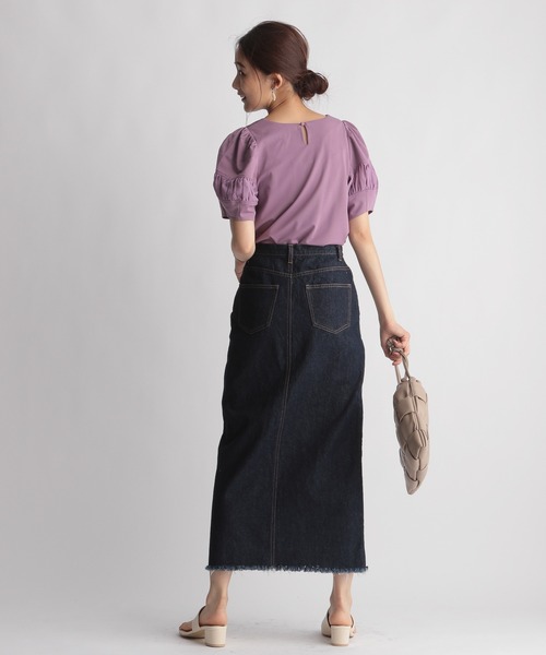 Andemiu（アンデミュウ）の「シアーキリカエカットソー959073（Tシャツ/カットソー・レディース・ブラック/パープル/オフホワイト・FREE）」の18枚目の写真