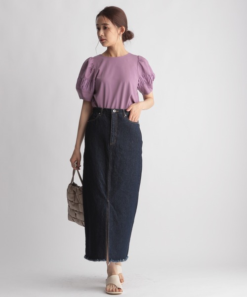 Andemiu（アンデミュウ）の「シアーキリカエカットソー959073（Tシャツ/カットソー・レディース・ブラック/パープル/オフホワイト・FREE）」の19枚目の写真