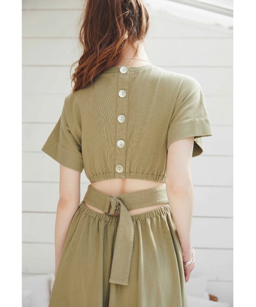 ALEXIA STAM（アリシアスタン）の「Back Button Waist Belted Dress/ バックボタンウエストベルテッドドレス（ワンピース・レディース・チャコールグレー/カーキ/イエロー/モカ・FREE）」の15枚目の写真