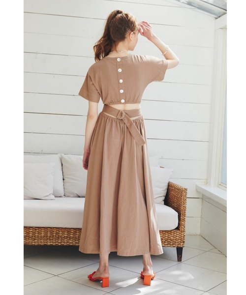 ALEXIA STAM（アリシアスタン）の「Back Button Waist Belted Dress/ バックボタンウエストベルテッドドレス（ワンピース・レディース・チャコールグレー/カーキ/イエロー/モカ・FREE）」の10枚目の写真