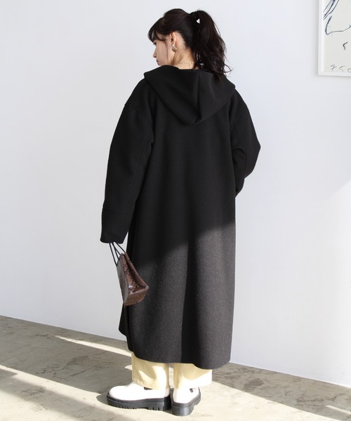 GeeRA(ジーラ)の「オーバーサイズフードロングコート(チェスターコート・レディース・ブラウン/ブラック/ブルー/ベージュ・XX-LARGE/X-LARGE/LARGE/SMALL/MEDIUM)」の12枚目の写真