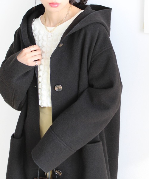 GeeRA(ジーラ)の「オーバーサイズフードロングコート(チェスターコート・レディース・ブラウン/ブラック/ブルー/ベージュ・XX-LARGE/X-LARGE/LARGE/SMALL/MEDIUM)」の21枚目の写真