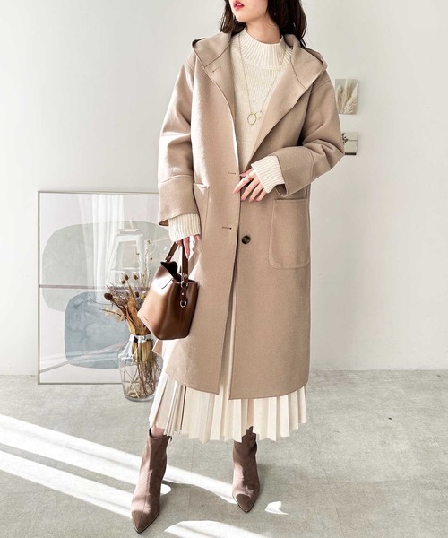 Sara※トウディフルOLV オーバーサイズ ロングコート ベージュ GeeRA（ジーラ）の「オーバーサイズフードロングコート（チェスター