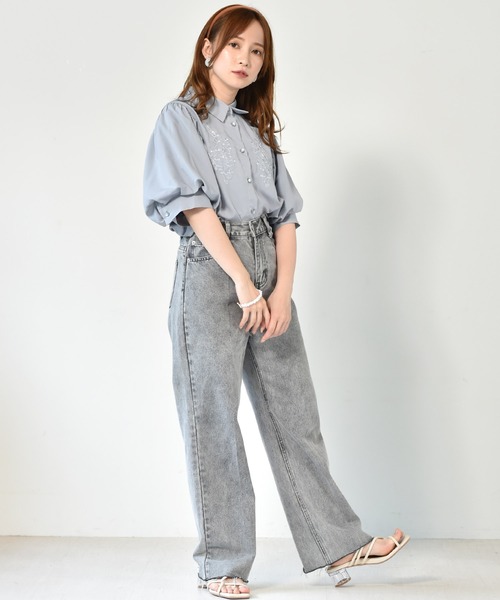 ems excite（エムズエキサイト）の「刺繍パワショルブラウス（シャツ/ブラウス・レディース・ライトブルー/ブラック系その他/ホワイト/ベージュ・FREE）」の16枚目の写真