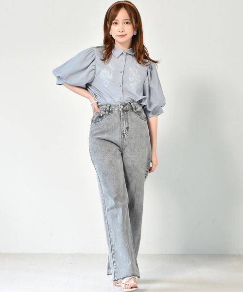 ems excite（エムズエキサイト）の「刺繍パワショルブラウス（シャツ/ブラウス・レディース・ライトブルー/ブラック系その他/ホワイト/ベージュ・FREE）」の14枚目の写真