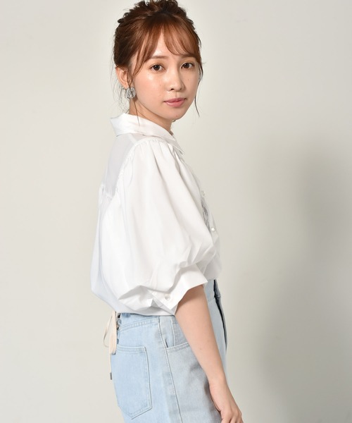 ems excite（エムズエキサイト）の「刺繍パワショルブラウス（シャツ/ブラウス・レディース・ライトブルー/ブラック系その他/ホワイト/ベージュ・FREE）」の21枚目の写真