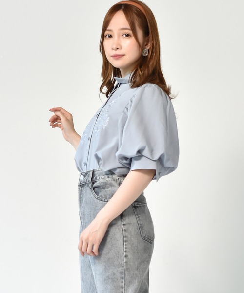 ems excite（エムズエキサイト）の「刺繍パワショルブラウス（シャツ/ブラウス・レディース・ライトブルー/ブラック系その他/ホワイト/ベージュ・FREE）」の17枚目の写真