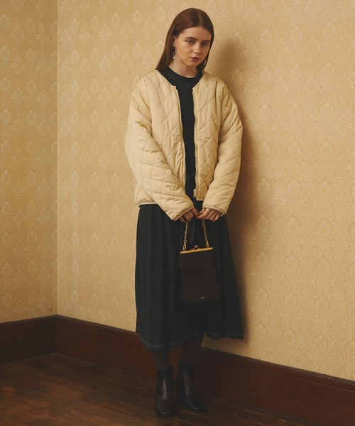 PURIL（ピュリル）の「【PURIL】リボン付き　配色ステッチカットソーフレアロングワンピース（ワンピース・レディース・ブラック/ブラウン/ボルドー・S/M）」の21枚目の写真