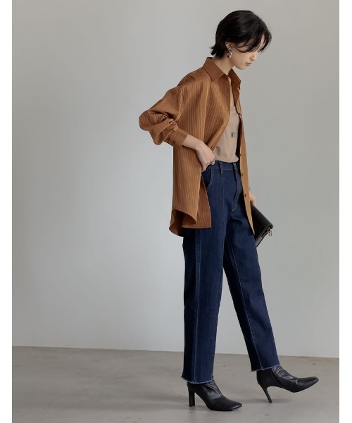 Re:EDIT(リエディ)の「マルチストライプシャツ(シャツ/ブラウス・レディース・ベージュ/ブラウン・MEDIUM/LARGE)」の10枚目の写真