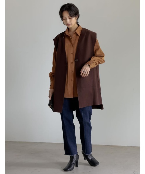 Re:EDIT(リエディ)の「マルチストライプシャツ(シャツ/ブラウス・レディース・ベージュ/ブラウン・MEDIUM/LARGE)」の14枚目の写真