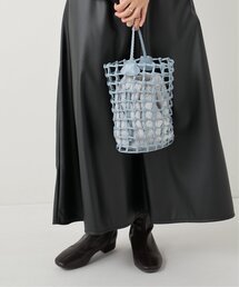 ファー巾着付きメッシュトート