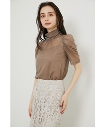 ショルダーギャザーシースルートップス