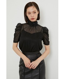 rienda | ショルダーギャザーシースルートップス(Tシャツ/カットソー)