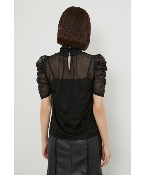 rienda（リエンダ）の「ショルダーギャザーシースルートップス（Tシャツ/カットソー・レディース・ブラック/ライム/ライトブラウン・FREE）」の11枚目の写真