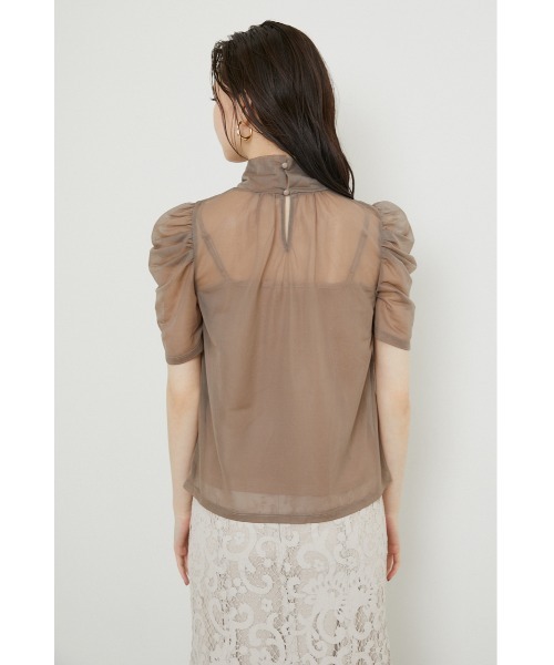 rienda（リエンダ）の「ショルダーギャザーシースルートップス（Tシャツ/カットソー・レディース・ブラック/ライム/ライトブラウン・FREE）」の8枚目の写真