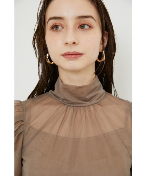 rienda（リエンダ）の「ショルダーギャザーシースルートップス（Tシャツ/カットソー・レディース・ブラック/ライム/ライトブラウン・FREE）」の19枚目の写真