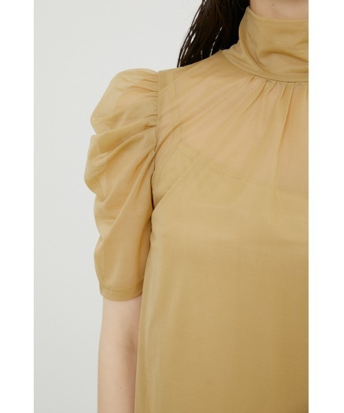 rienda（リエンダ）の「ショルダーギャザーシースルートップス（Tシャツ/カットソー・レディース・ブラック/ライム/ライトブラウン・FREE）」の9枚目の写真