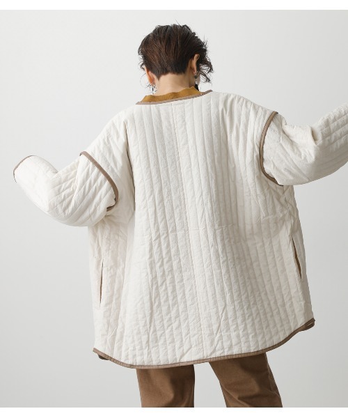 AZUL by moussy（アズールバイマウジー）の「QUILTING BIG JACKET/キルティングビッグジャケット（ブルゾン・レディース・ブラック/オフホワイト/カーキ・FREE）」の6枚目の写真